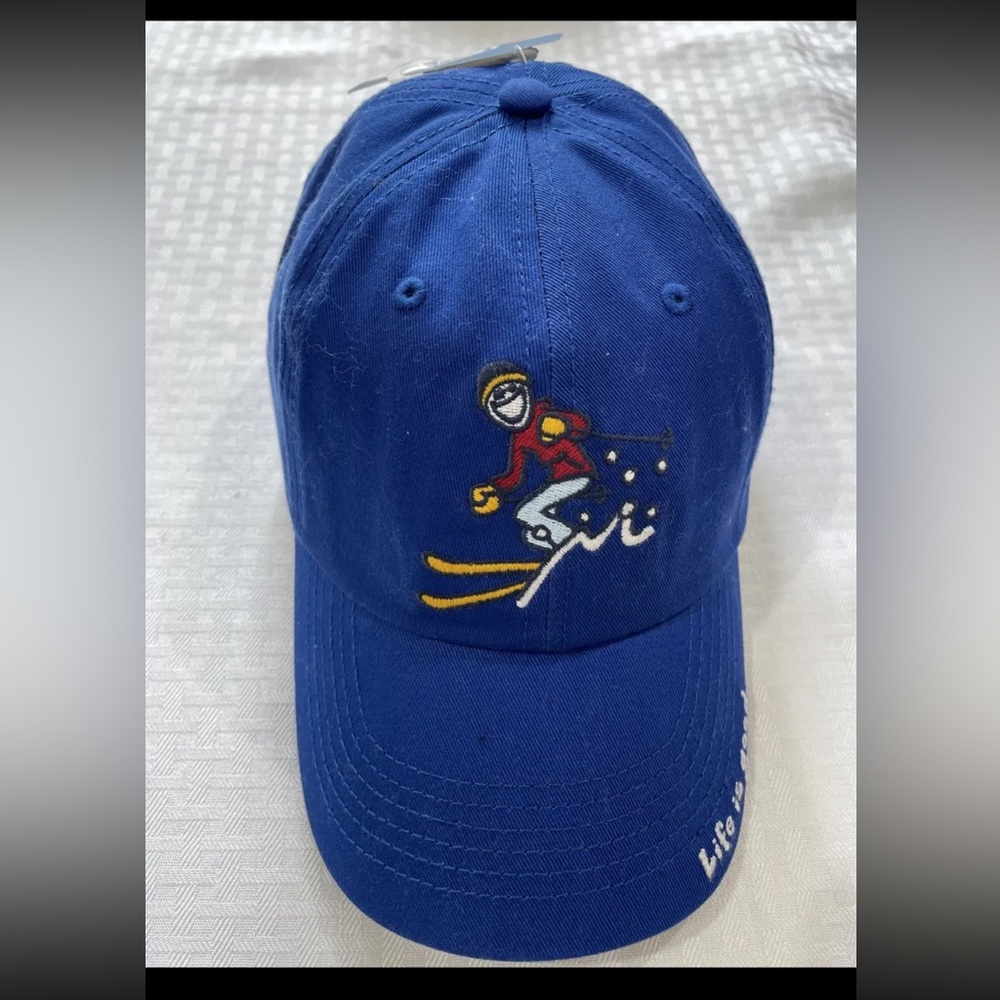 Life is Good "JAKE SKI" ROYAL BLUE Baseball Hat Cap Adult Adjustable Hat NWT